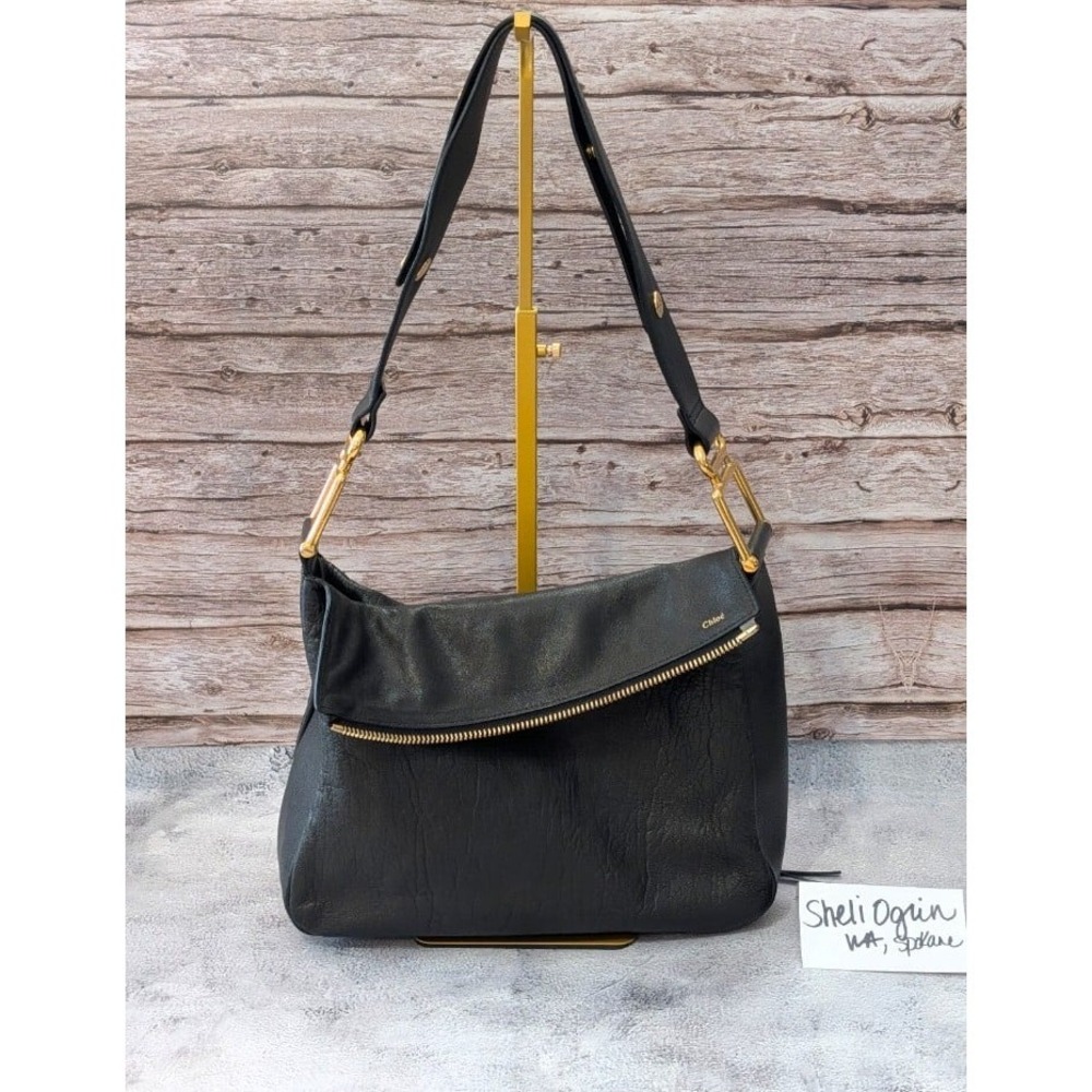 Chloe Vanessa Black Calfskin Leather Shoulder/Crossbody Bag. Comes with COE